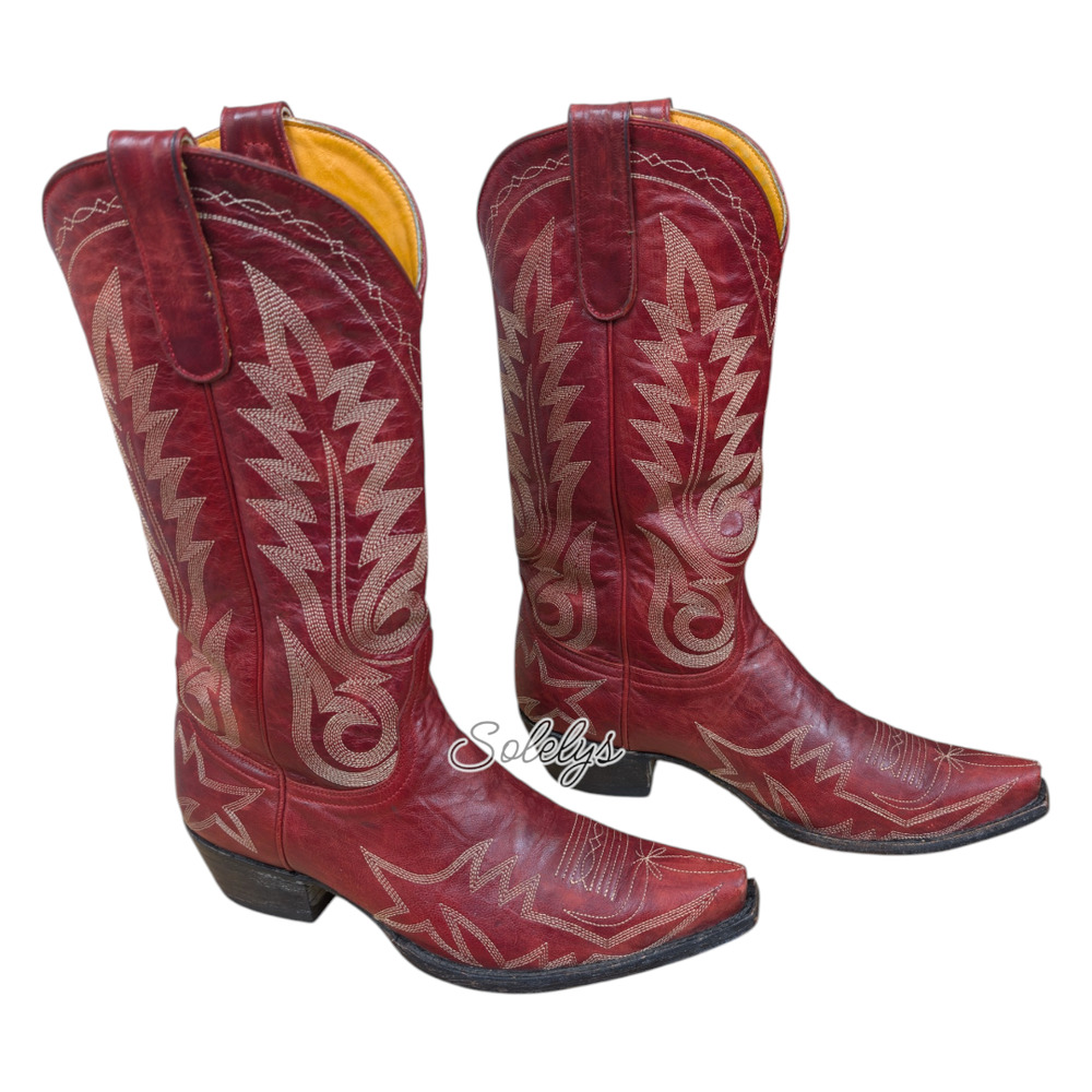 Old Gringo Nevada Vesuvio Red 13" Embroidered Snip Toe Western Cowgirl Boot 8B - Picture 2 of 9